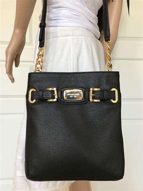 michael kors hamilton black large leather shoulder crossbody purse bag|Michael Kors Hamilton legacy large.